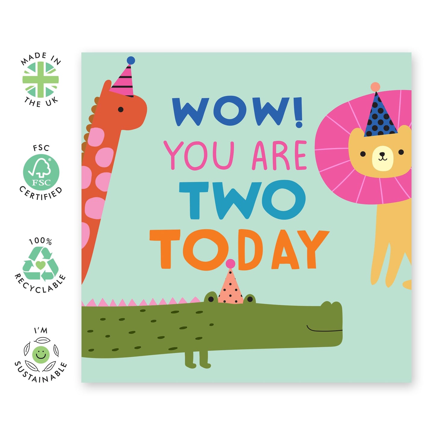 Second Birthday Card For Kids - Childrens Jungle Age 2 - Two Year Old Baby Card - Boys Girls 2nd Birthday Cards - Gifts For Him Son Daughter Nephew Grandson - Comes With Stickers By Central 23