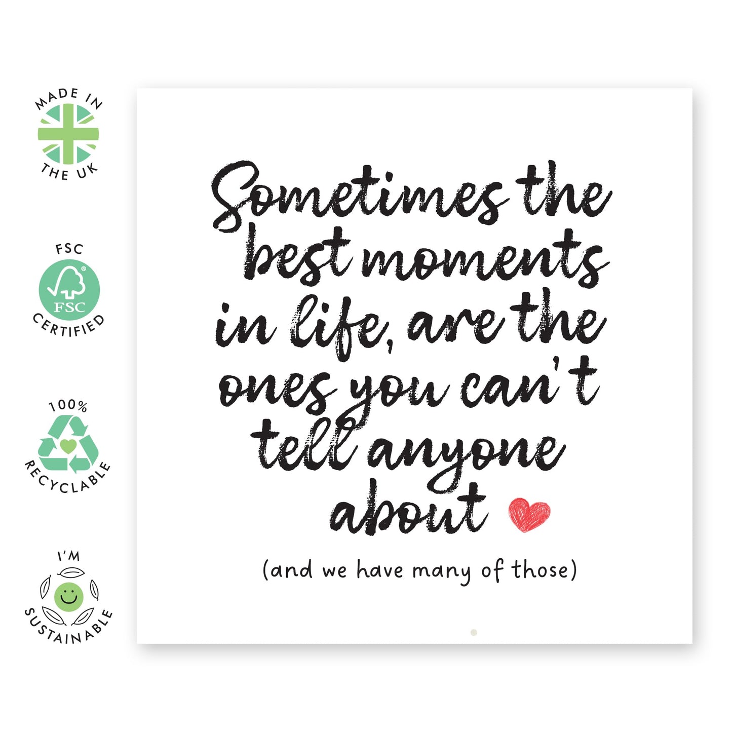 Romantic Message Card - 'Sometimes Best Moments Are Quite' - Sweet Gift for Wife, Husband, Girlfriend, Boyfriend, Married Couples, Best Friend - These Moments - Comes with Fun Stickers