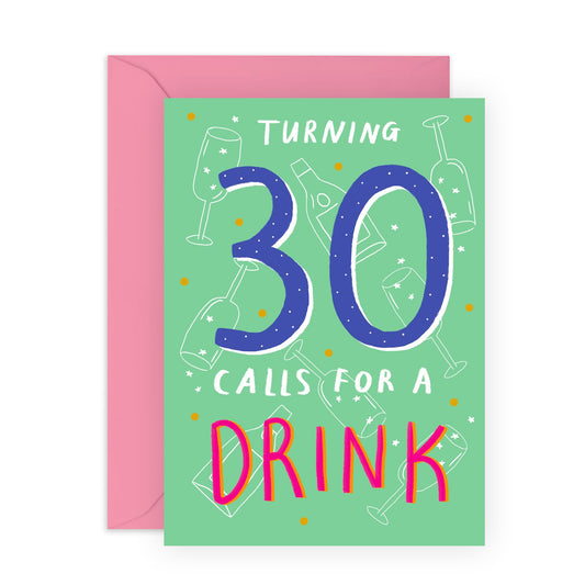 Hilarious 30th Birthday Card - 'Turning 30' - Presents for Friend, Best Buddies, Mate, Colleagues, Bestie, Neighbours, Family, Relative, Cousin - Time to Drink Lads - Comes with Fun Stickers