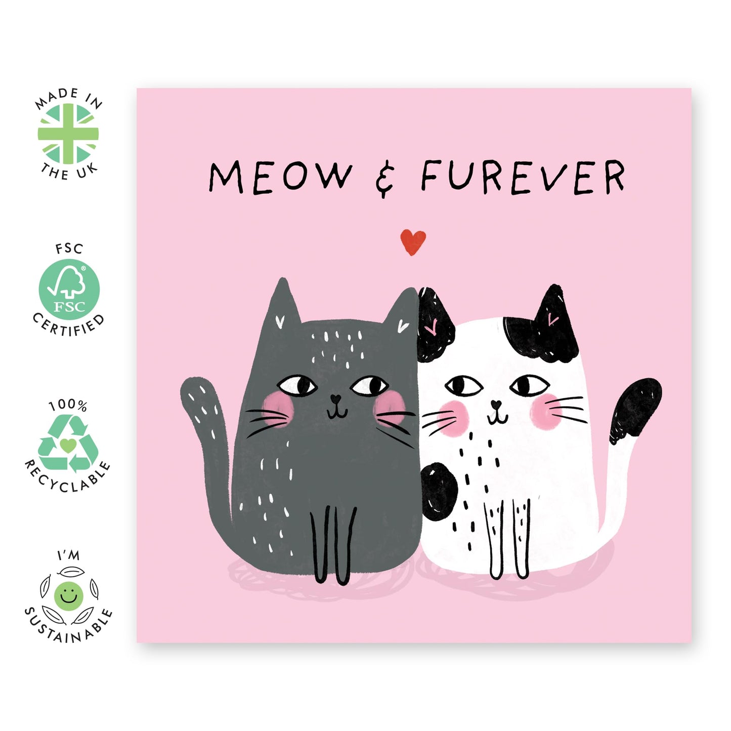Greeting Card - 'Meow & Furever' - For Cat Lovers - Cute and Playful Design - Perfect for Celebrating Cat-Related Occasions, Friendships, or Just Because - Comes with Fun Stickers by Central 23