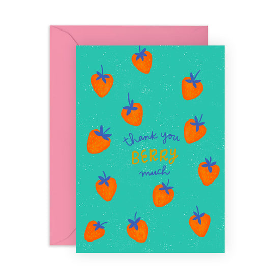 Thank You Card For Women - Thank You Berry Much - Cute Thank You Cards For Mum Wife Friend - Gratitude Appreciation For Friendship - Comes With Stickers - By Central 23