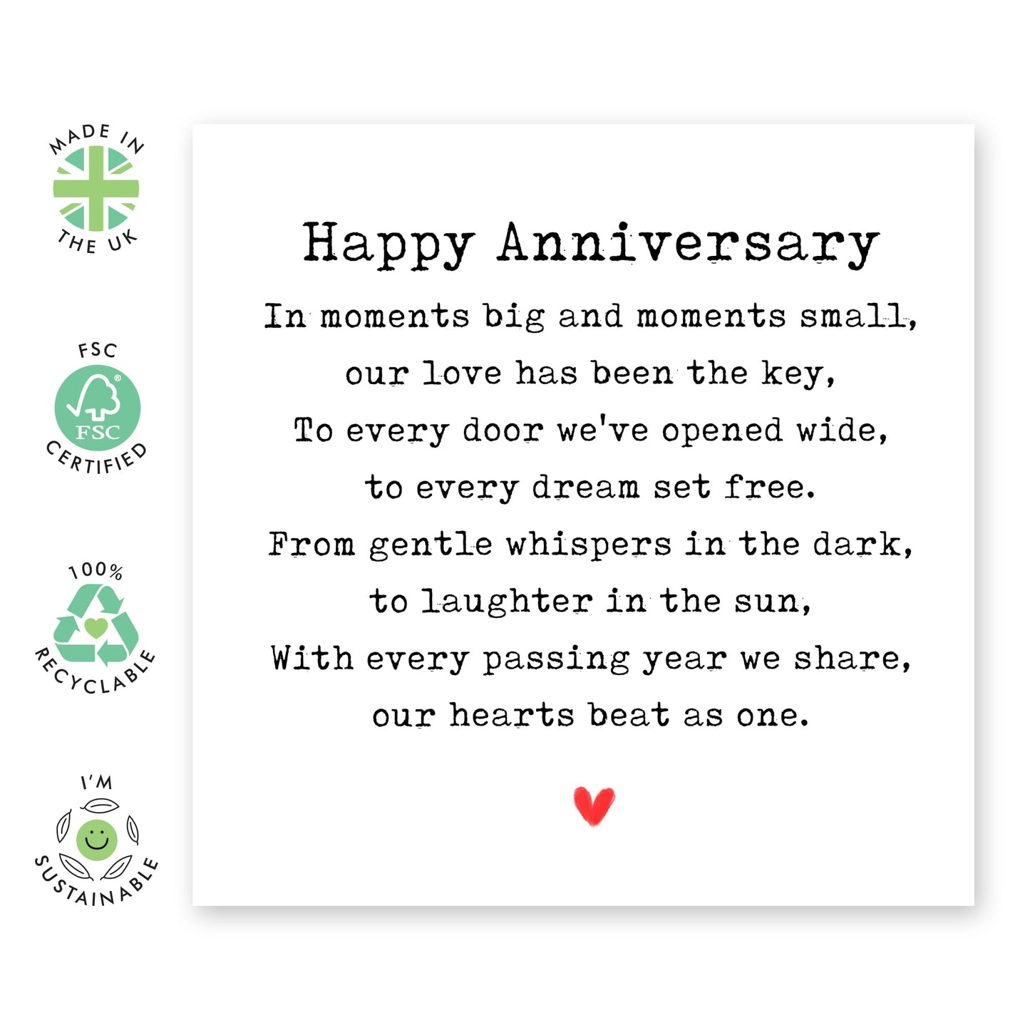 Sweet Anniversary Card - 'Anniversary Poem' - Gift for Married Couples, Wife, Husband, Spouse, Partner, Him, Her, Girlfriend, Boyfriend- For You - Comes with Fun Stickers