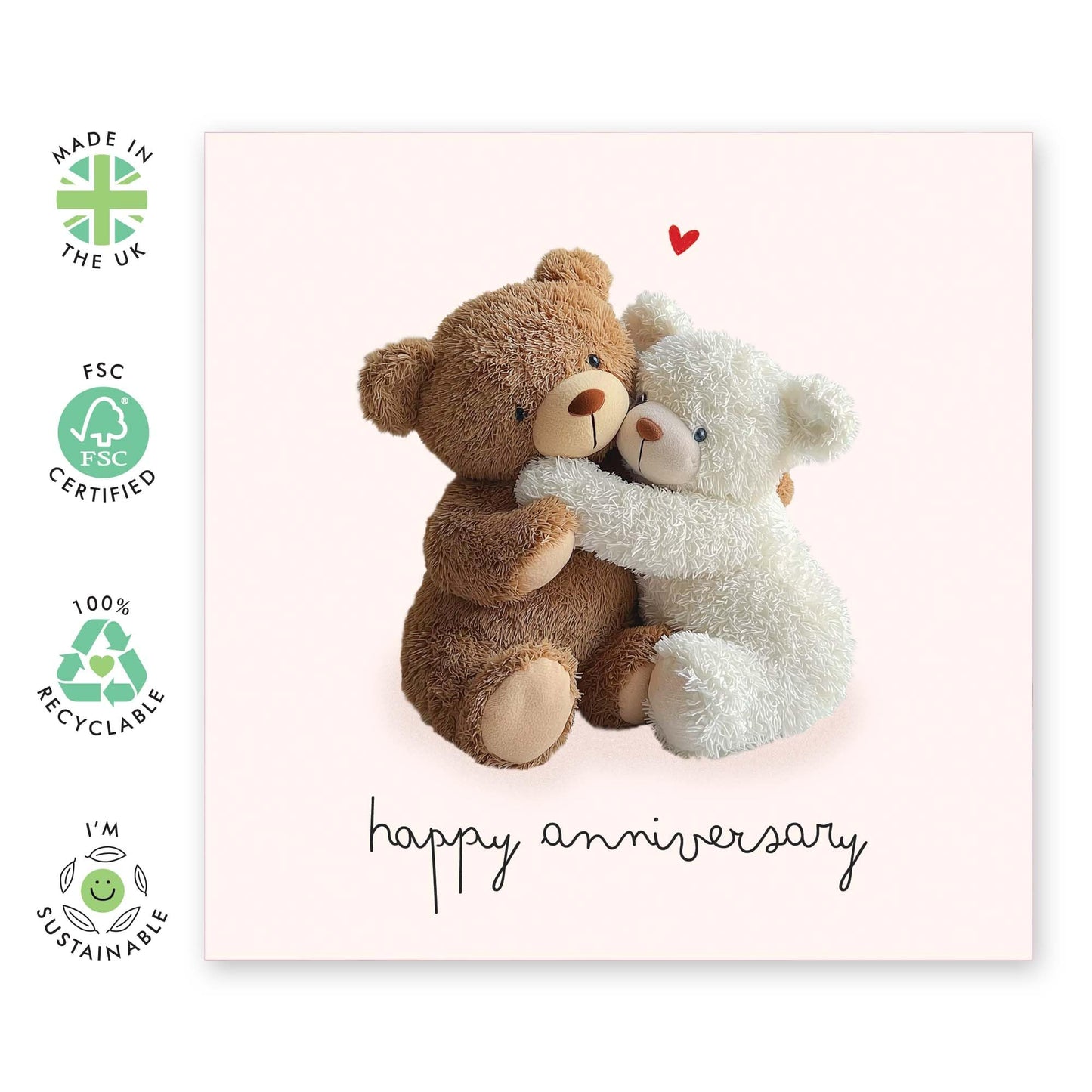 Happy Anniversary Card For Men Women - Teddy Bear - Cute Wedding Anniversary Card For Husband Wife - Love Gifts For Boyfriend Girlfriend Partner - Comes With Stickers - By Central 23