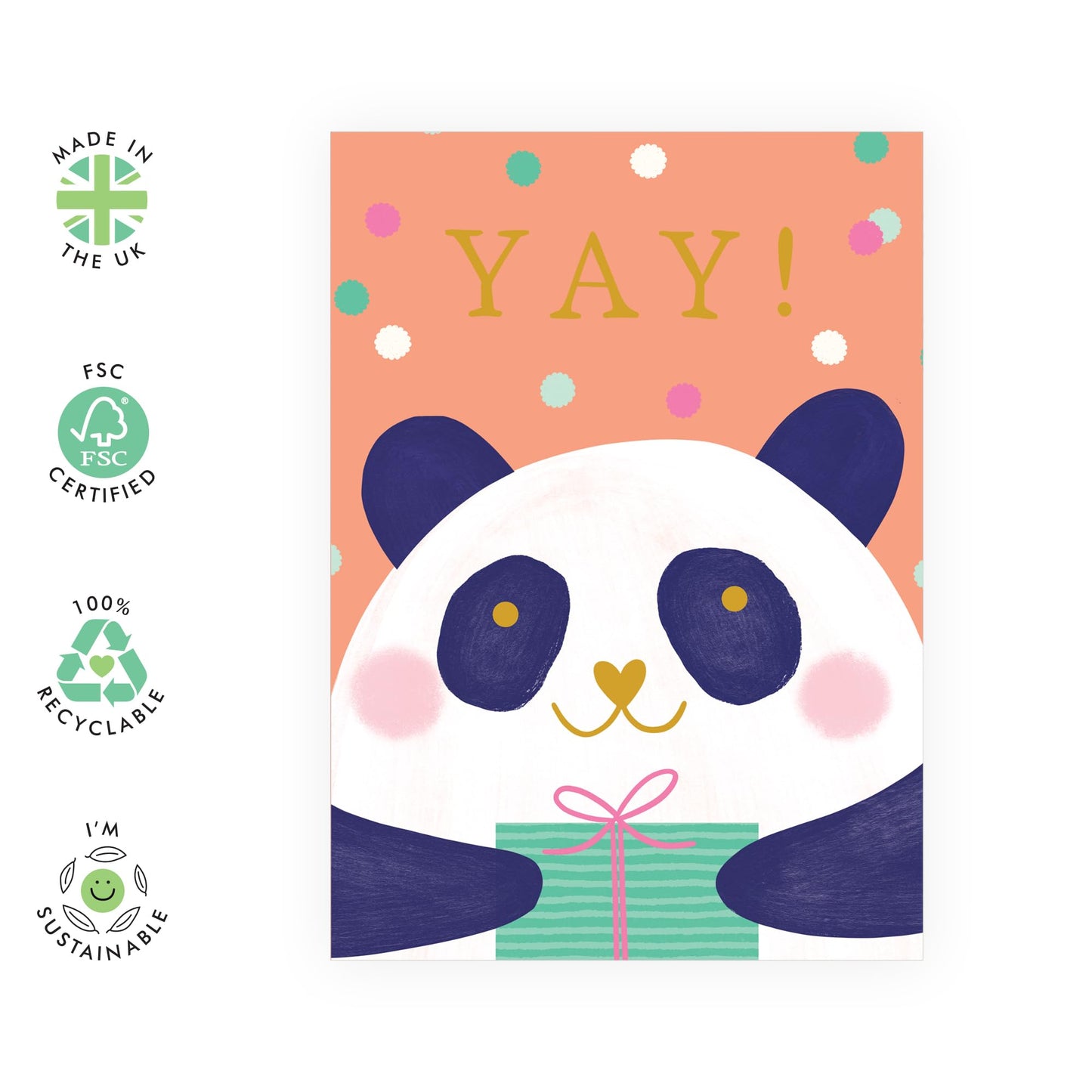 Cute Panda Celebration Card for All Ages – Fun Animal Greeting Card - Birthdays, Congratulations Gifts for Him, Her, Friends, Girlfriend, Boyfriend, Partner, Colleagues, Children– Comes with Stickers