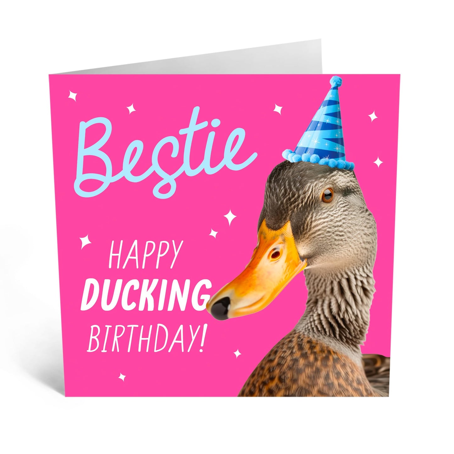 Birthday Greeting Card - 'BESTIE HAPPY DUCKING BIRTHDAY' - Ideal for Celebrating with a Splash of Humor & Fun - Perfect To Show Love to Your Bestie's Special Day - Comes With Stickers By Central 23