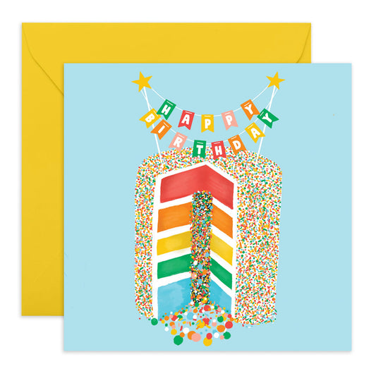 Happy Birthday Card Girls And Boys - Happy Birthday Rainbow Cake - Rainbow - Sweet Greeting Cards For Nephew Niece Him Her - Birthday Card For Son Daughter - Comes With Stickers By Central