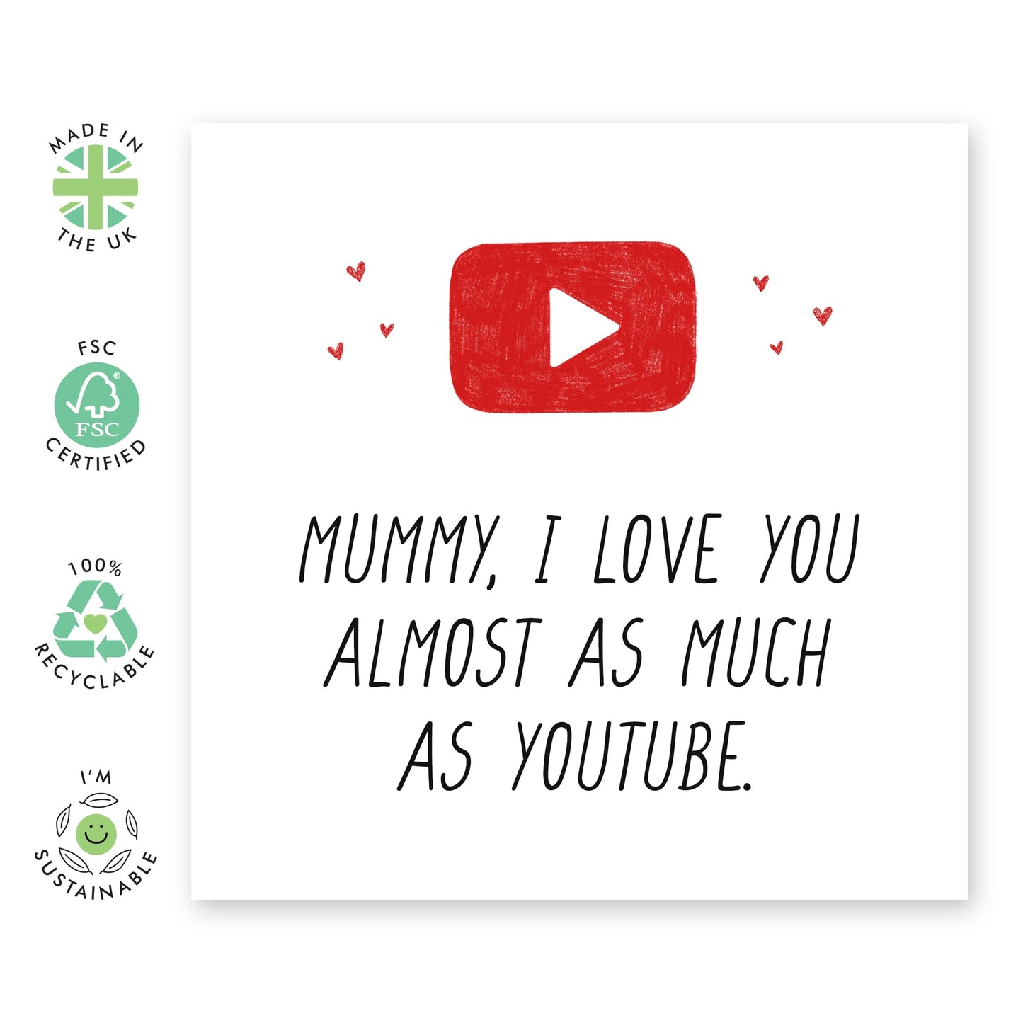 Mummy Birthday Card From Daughter Son - I Love You As Much As Ytube - Funny Gifts for Mum, Her, Mama, Ma, Women - Mothers Day Card Joke from Family, Teens, Child - Comes With Fun Stickers