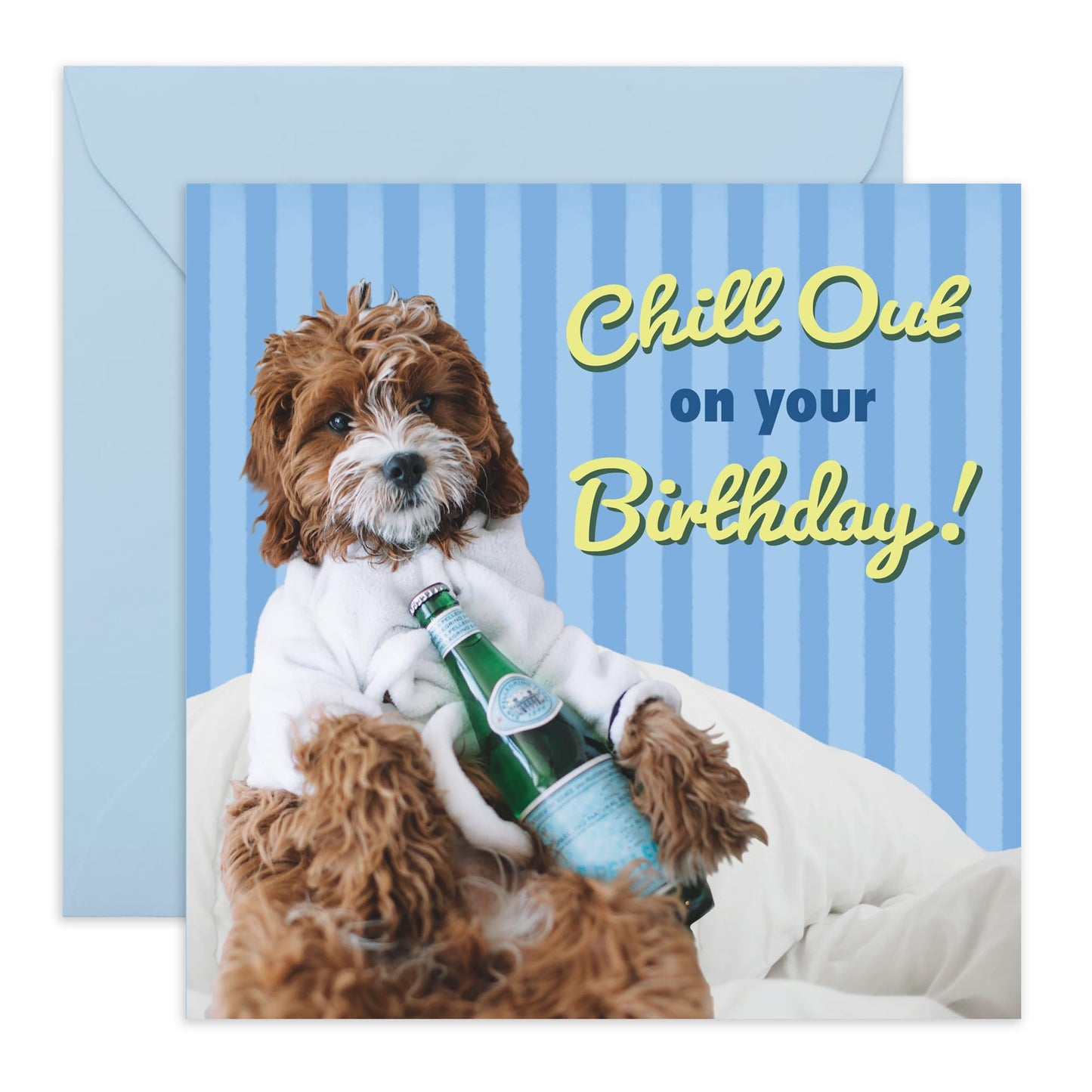 Relaxation Birthday Card for Him - 'Chill Out Birthday Dog' - Gifts for Men, Husband, Dad, Brother, Boyfriend, Friend - Time To Drink Beer - Comes with Fun Stickers