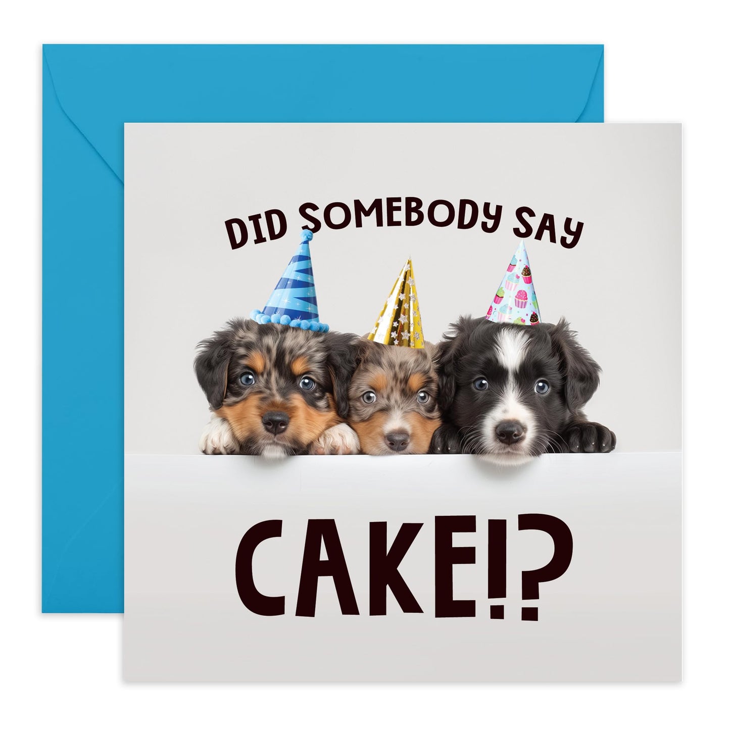 Birthday Card From Dog - Did Somebody Say Cake - Funny Birthday Cards For Men Women - Fur Parent Pet Owner - Dog Mum Dad - Comes With Stickers And Envelope - By Central 23