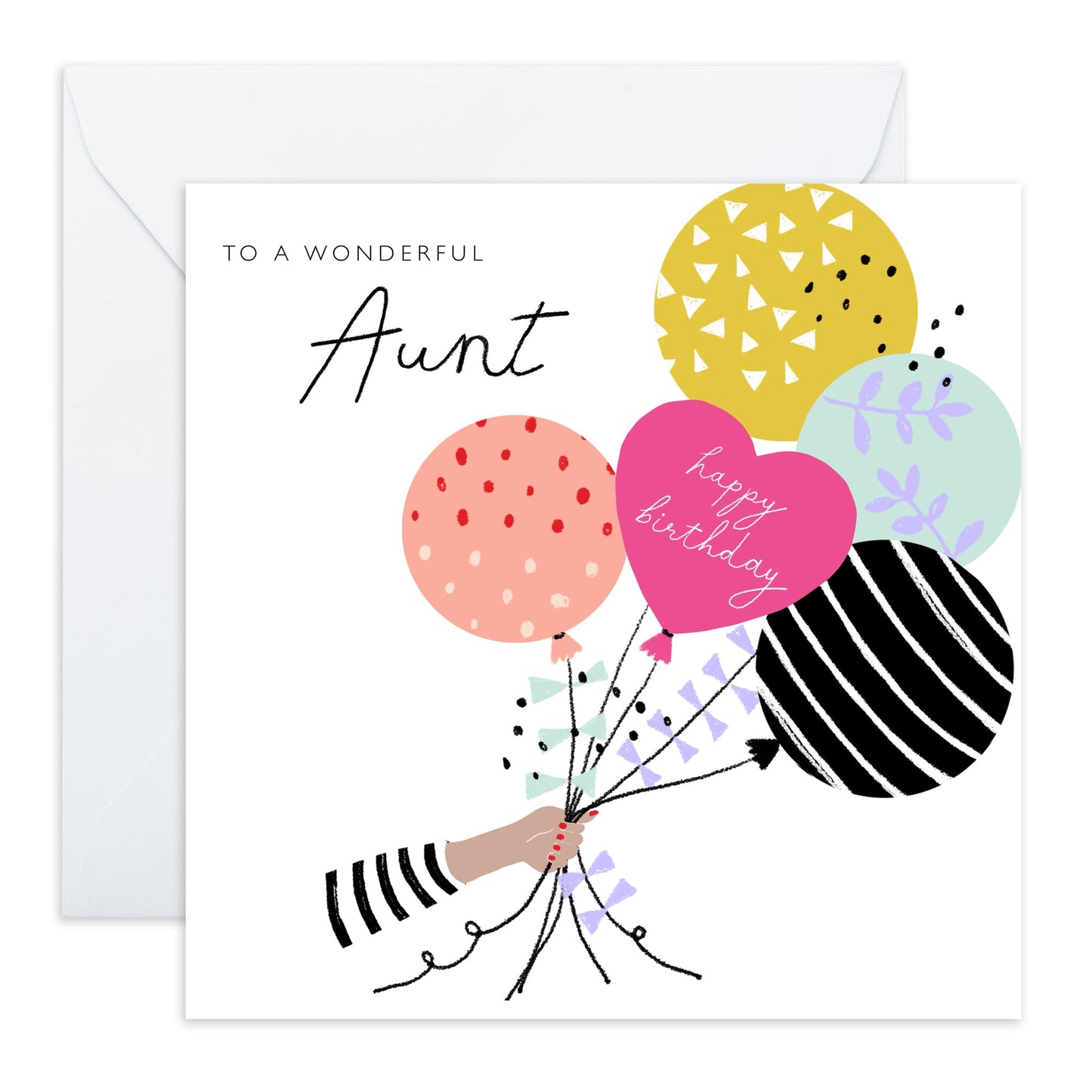 Birthday Card For Aunt - Aunt Balloons - Happy Birthday Aunty Greeting Card - Gift From Niece Nephew - Greeting Cards Her - Heartfelt Gifts Women Female Tia - Comes With Fun Stickers - By Central 23