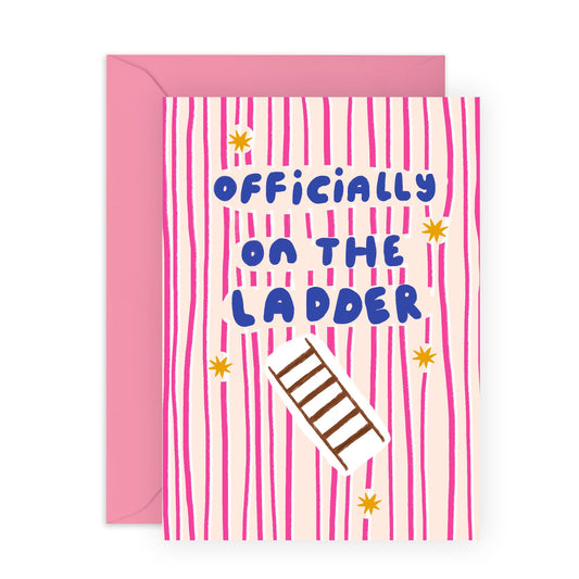 New Home Card – “Officially on the Ladder” – Housewarming, First Home Card for New Homeowners, Friends, Couples, Besties, Brother, Sister, Colleagues, Him, Her, Neighbour –Comes with Stickers