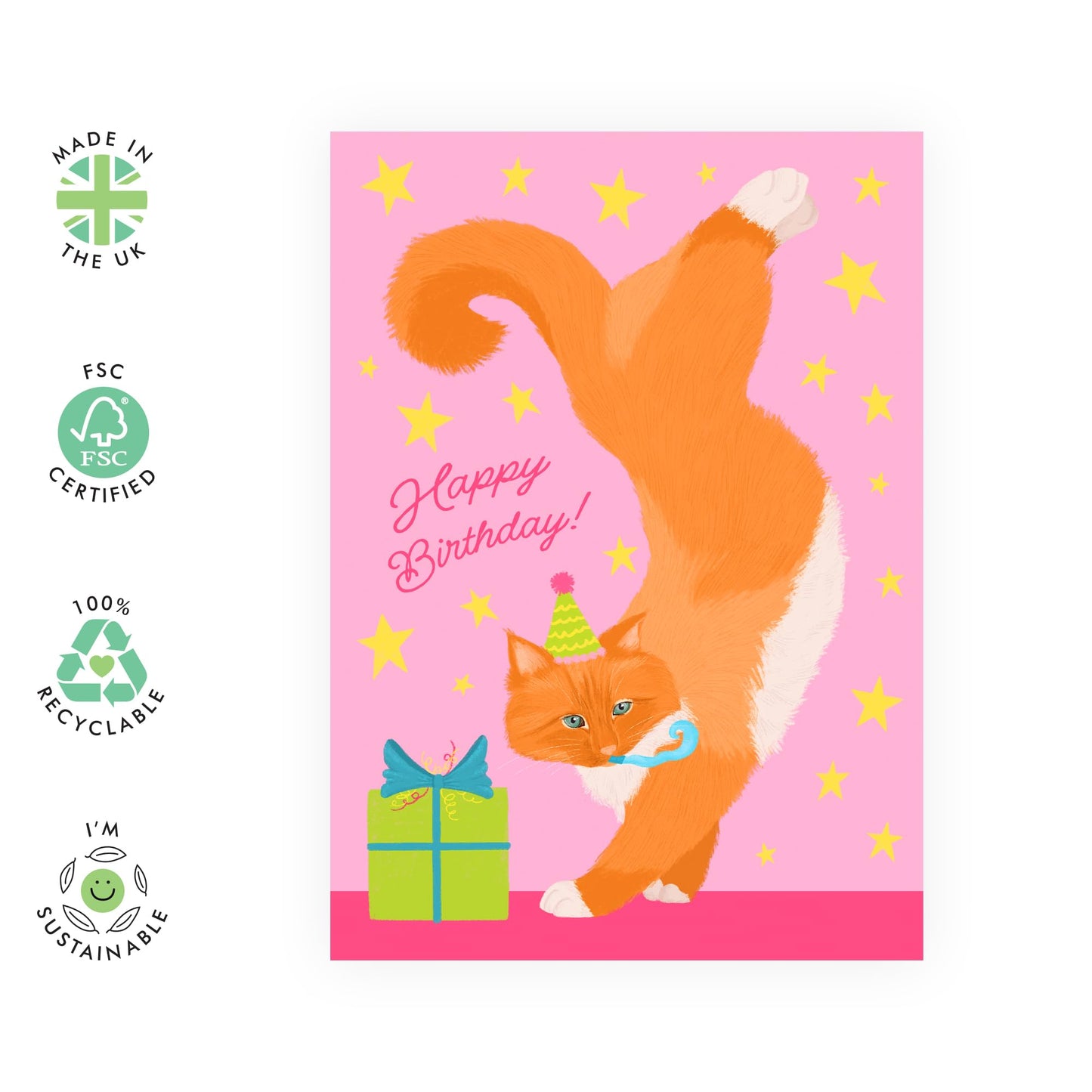 Birthday Card For Pet Owners - Birthday Ginger Cat - Cheeky Greeting Cards For Sister Friend - For Fur Mum Dad - Greeting Cards For Fur Parents - Comes With Fun Stickers By Central 23