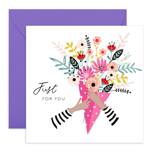 All Occassion Greeting Card With Envelope - Mother's Day, Valentine, Thank You, Anniversary Cards For Women Her - Flower Bouquet - Comes With Fun Stickers By Central 23