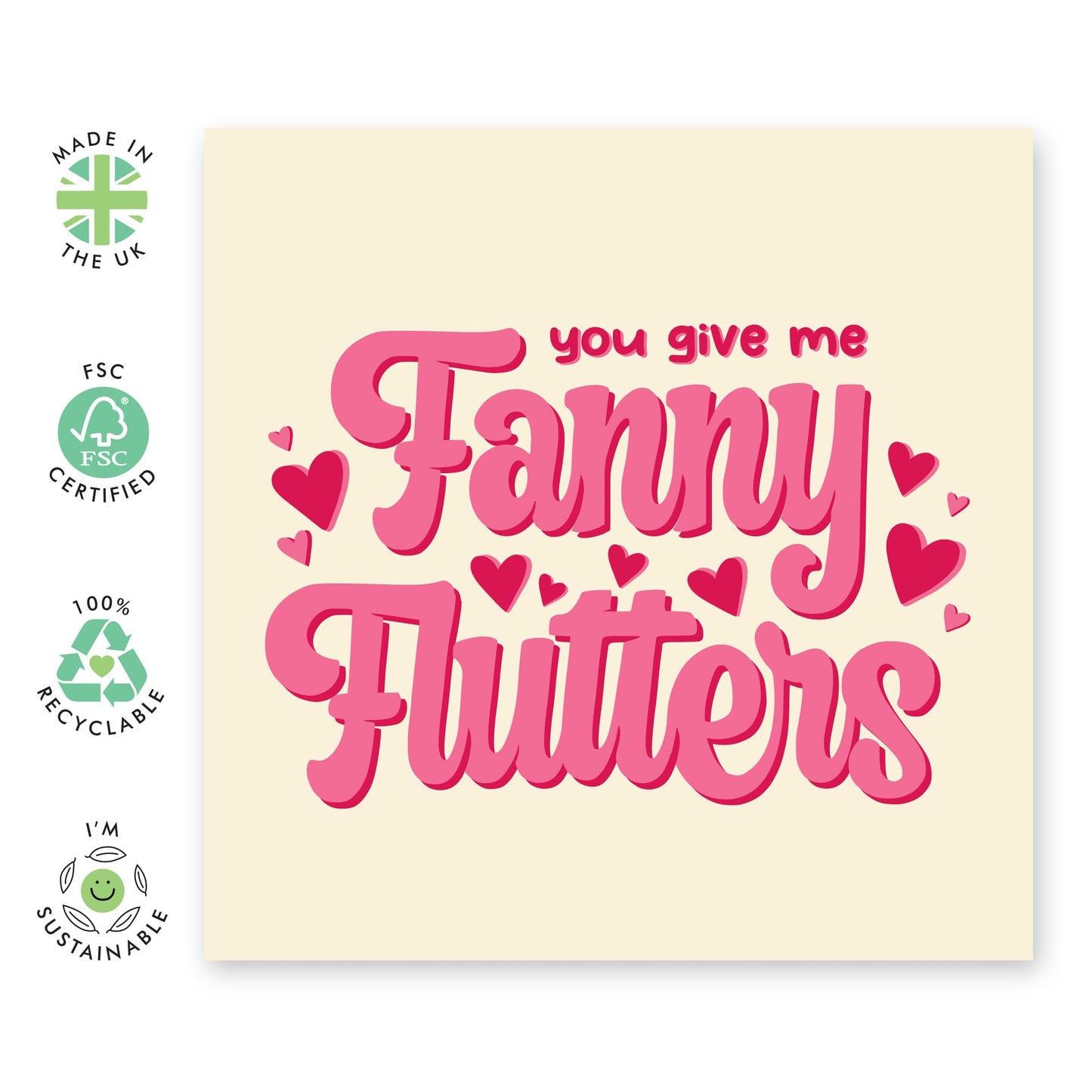 Valentines Card Girlfriend Boyfriend - You Give Me Fanny Flutters - Birthday Card For Men Women - Wife Husband Anniversary Card - Love Cards For Him Her - Comes With Stickers By Central 23