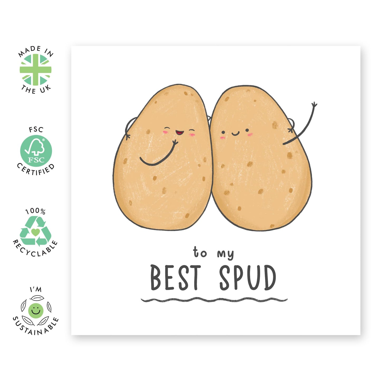 Best Friend Birthday Card - To My Best Spud - Pun - Friendship Gifts For Women And Women - Appreciation Gratitude Thank You - Friends Birthday Card - Comes With Stickers - By Central 23