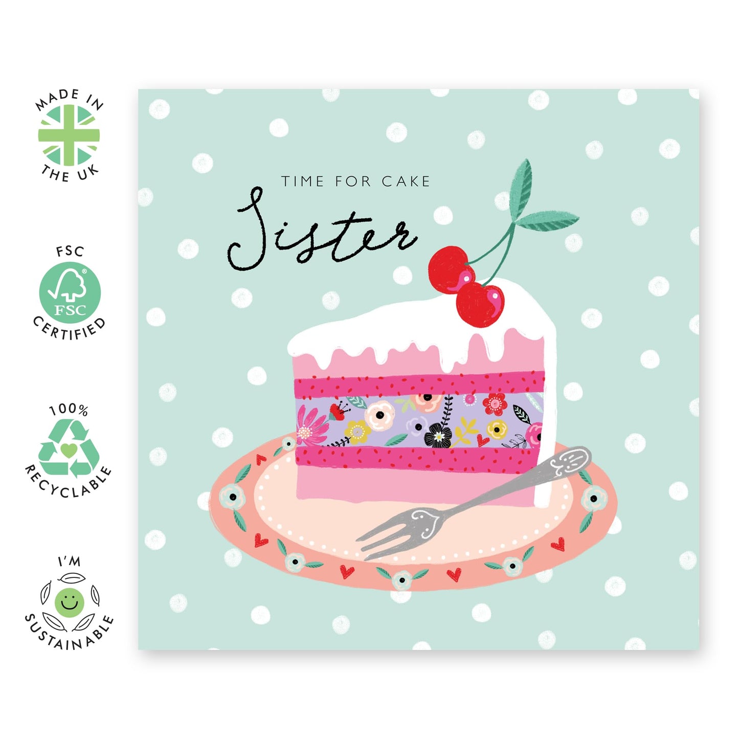 Birthday Cards For Sister - Bday Cake - Floral Cards For Her - Happy Birthday Card And Envelopes - Pretty Quirky Gifts Presents For Women Female Sibling - Comes With Cute Stickers By Central 23