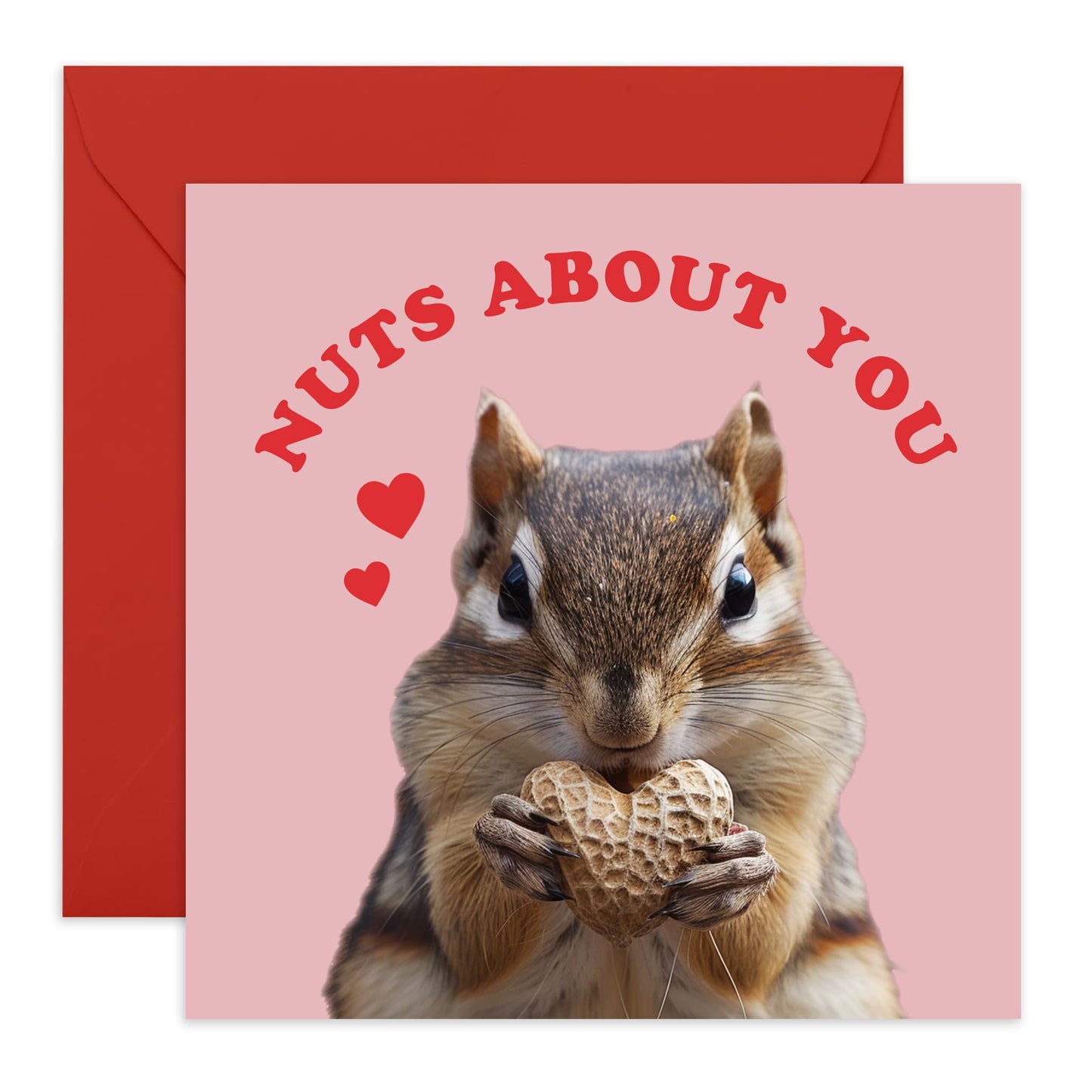 Cute Romantic Greeting Card - 'Nuts About You' - Funny Gift for Wife, Husband, Girlfriend, Boyfriend, Married Couple - Heart Shaped Nut - Comes with Fun Stickers