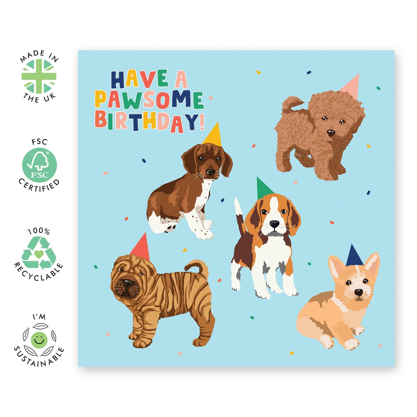 Happy Birthday Card For Son Daughter - Have A Pawsome Birthday - Dog - Cute Greeting Card Him Her Nephew Niece - Birthday Card For Girls And Boys - Comes With Stickers By Central