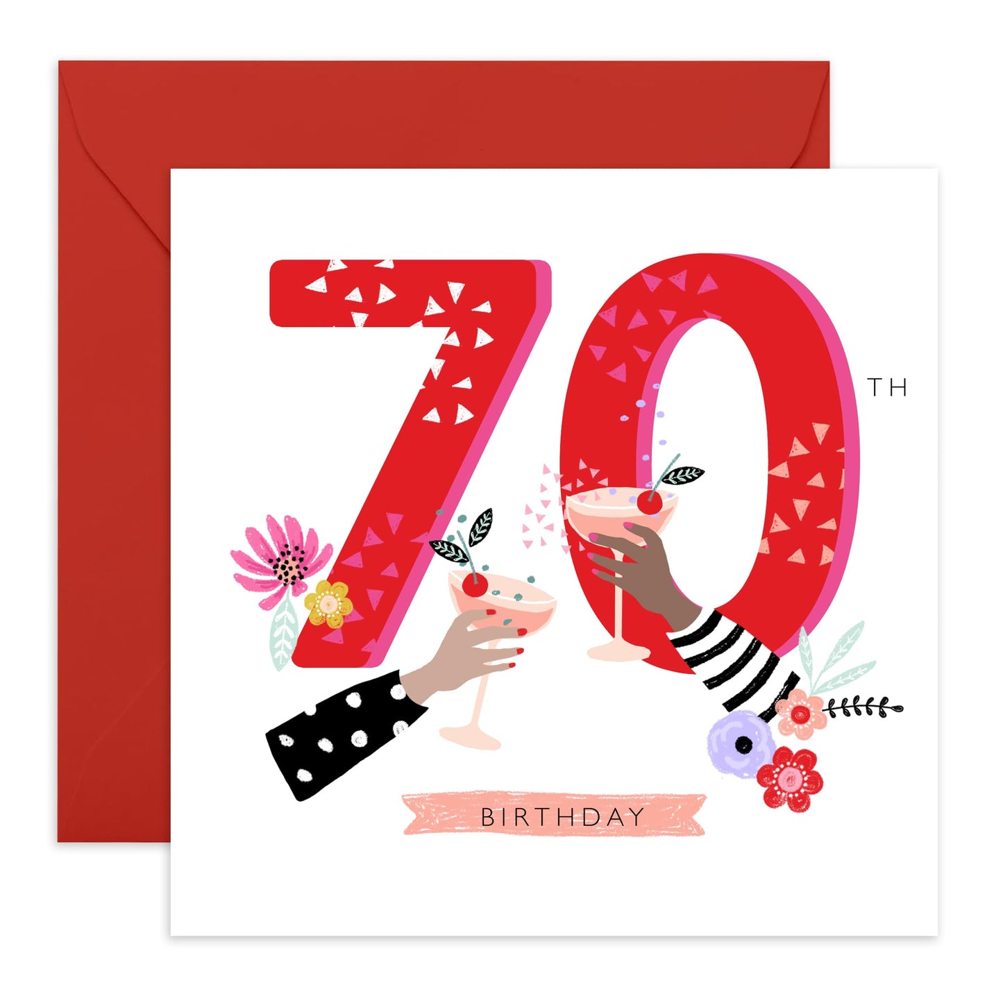 70th Birthday Card For Women - Cocktail Drink - Happy Birthday Cards For 70 Year Old - Gifts For Mum Sister Nan - Friend Birthday Card - Comes With Stickers - By Central 23