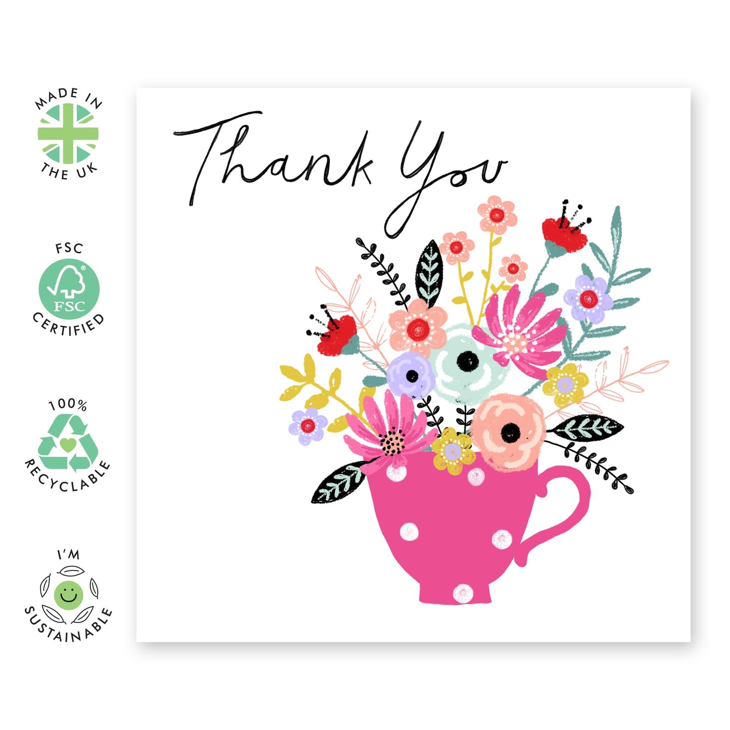 Wedding Thank You Notes With Envelopes For Men Women Friends Guests - Flowers Tea Cup - Thank You Cards For Party Celebration - Gifts For Colleagues - Comes With Stickers By Central 23