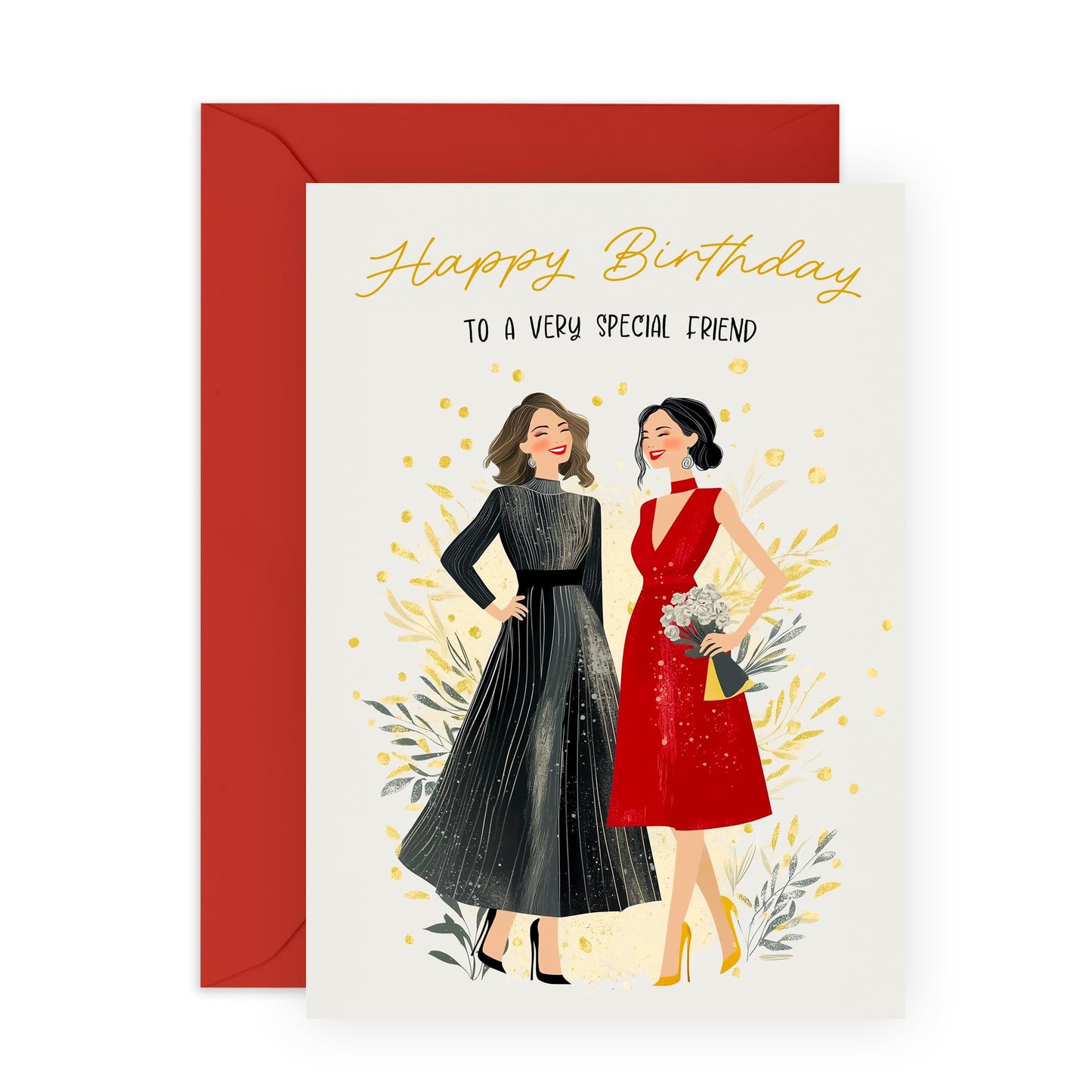 Cute Birthday Card for BFFs - "Birthday Friend" - Presents for Her, Besties, Ladies, Gilfriend, Sister, Women, Colleagues - Sassy and Fabulous - Comes with Fun Stickers