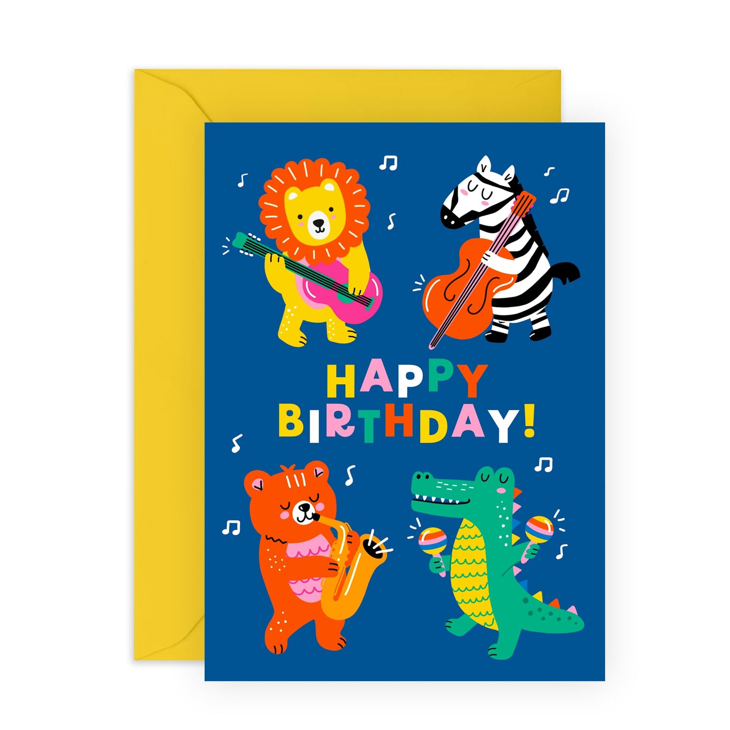 Kids Birthday Cards - Musical Birthday Animals - Birthday Card Boys Girls - Birthday Gift For Son Daughter Niece Nephew - Gift From Mum Dad - Baby Milestone Cards - Comes With Stickers By Central 23