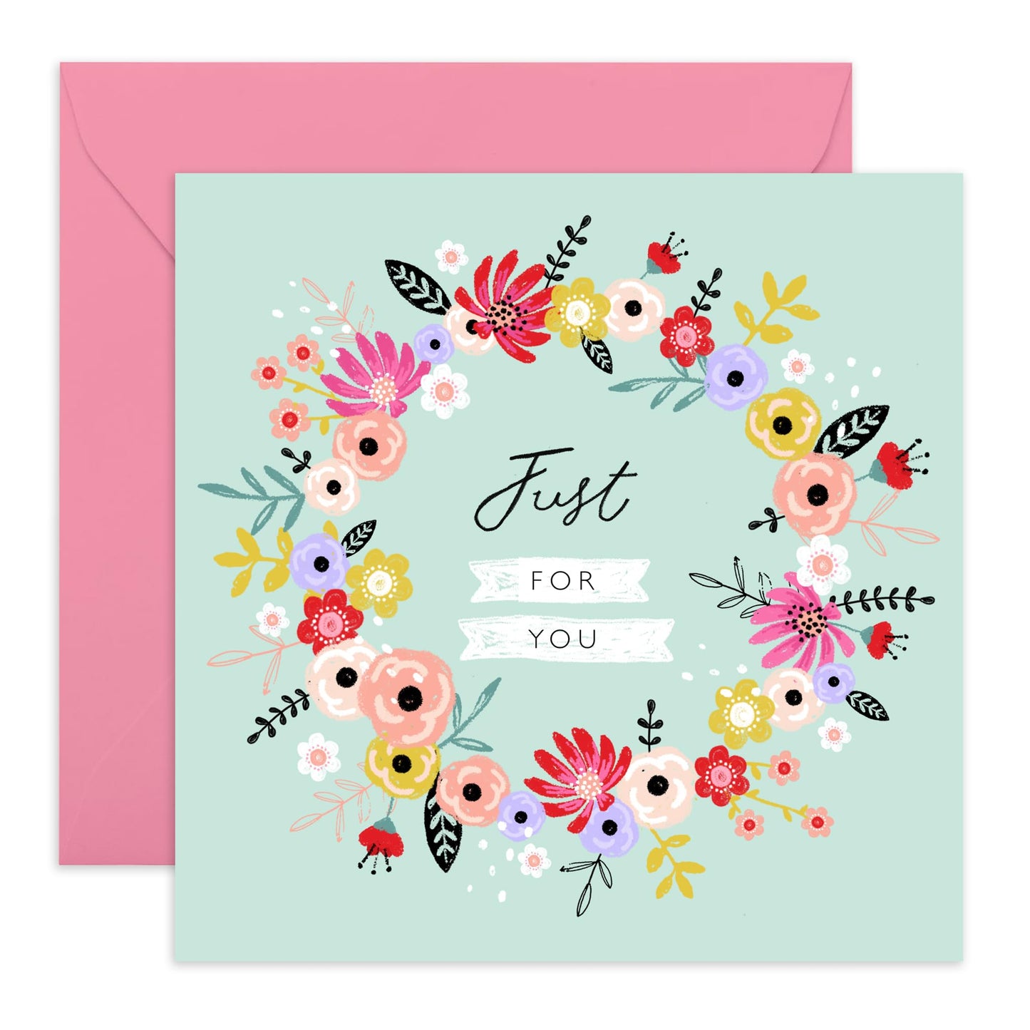 Floral Birthday Card For Friend - Blank Card With Envelope - Just For You Flowers - Sweet All Occasion Greeting Card For Her Sister Mum Nan Aunt - Comes With Stickers By Central 23