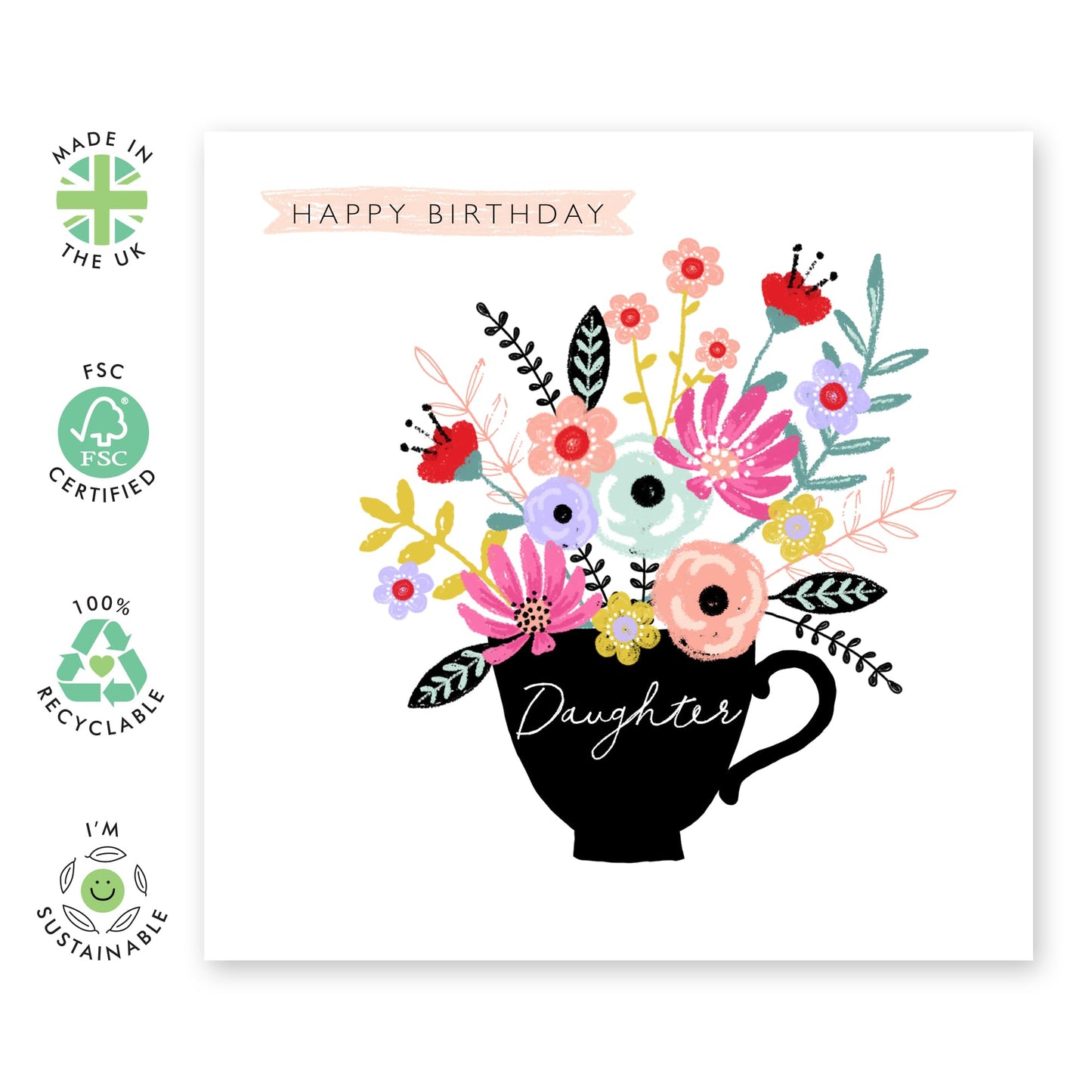 Happy Birthday Cards For Her - Daughter Birthday Card For Girls Female - Flower Greeting Cards And Envelopes - Celebration Gifts For Women - Comes With Cute Stickers By Central 23