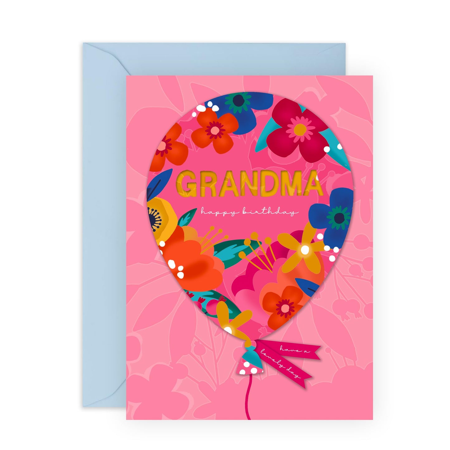 Grandma Birthday Card - Birthday Balloons Flowers - Happy Birthday Grandmother Card - Gifts For Nan Women Her Female - Comes With Fun Stickers - By Central 23