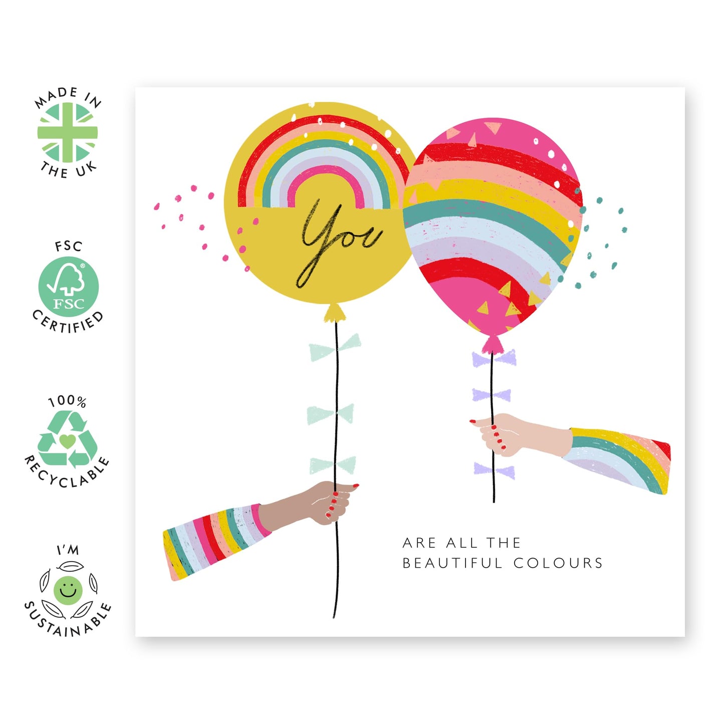 Self Love Greeting Card - 'LGBT 13' - Gifts for Gays, Lesbian, Him, Her, She, He, His, Her, Ladies, Men, Women, Male, Female, Guys, Girls - True Colors - Comes with Fun Stickers