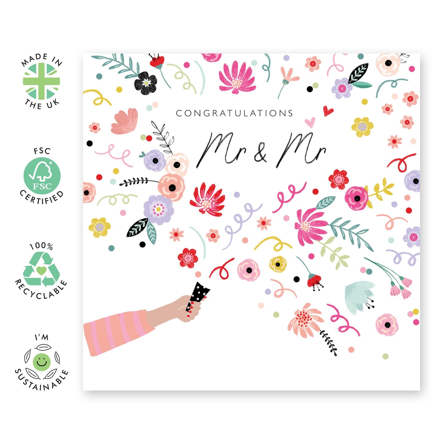 Engagement Card For Fiancé - Mr And Mr Confetti - Anniversary Card For Husband Wife - Valentine's Day Cards For Boyfriend Girlfriend Men Women - From Best Friend - Comes With Stickers By Central 23