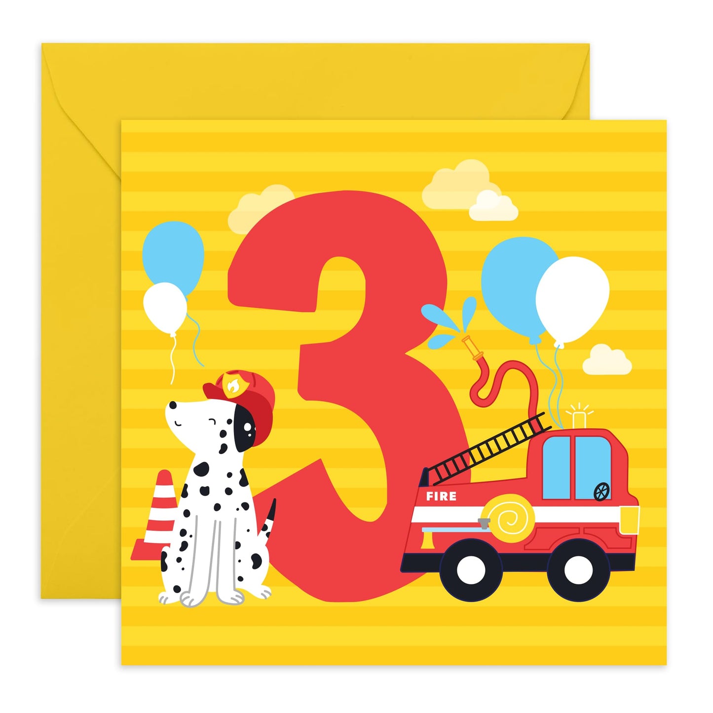 3rd Birthday Card Boys Girls - Sound The Alarm I'm 3 - Baby Milestone Cards Age Three - Third Birthday Cards - Animal - Gifts For Son Daughter Niece Nephew - Comes With Fun Stickers By Central 23
