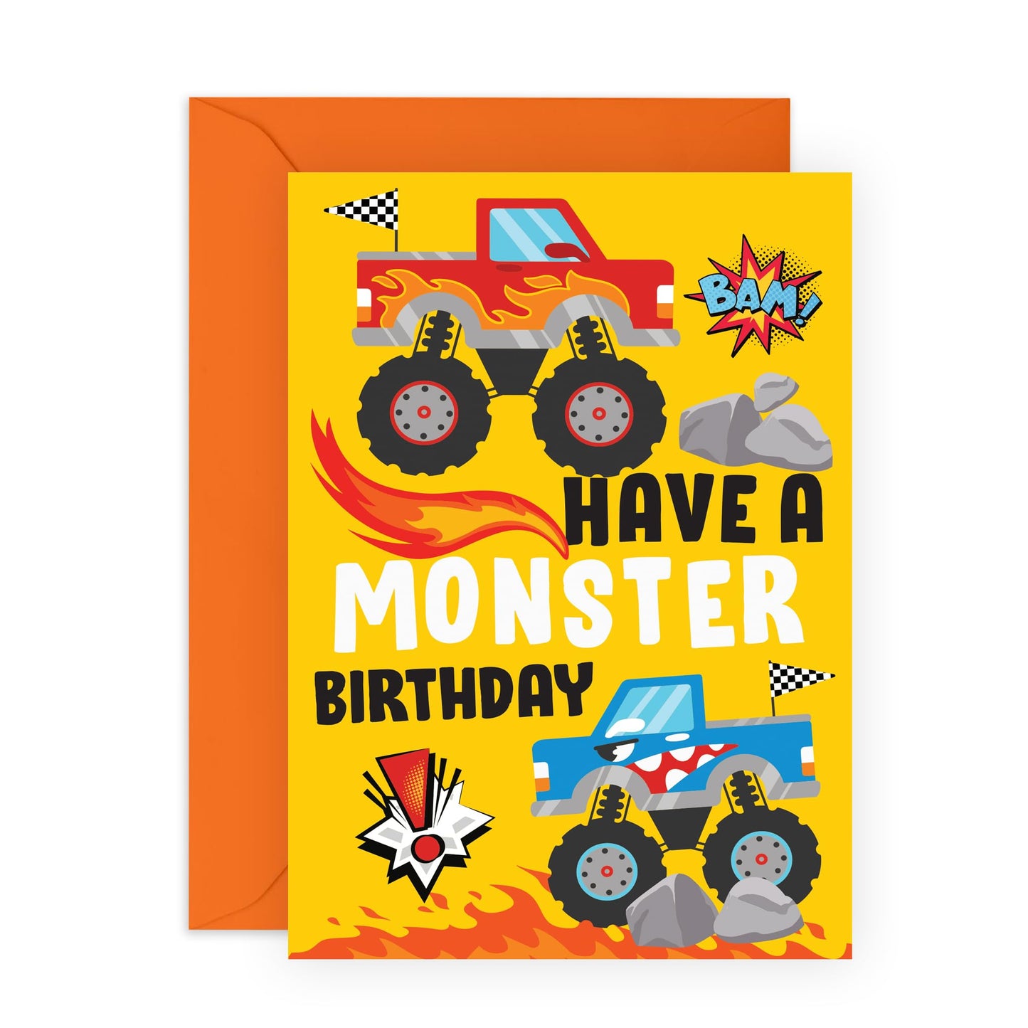 Birthday Greeting Card - 'HAVE A MONSTER BIRTHDAY' - Perfect for Adding a Roaring Good Time to Any Birthday - Ideal for Kids, Boys, Girls, and Monster Enthusiasts - Comes with Stickers By Central 23