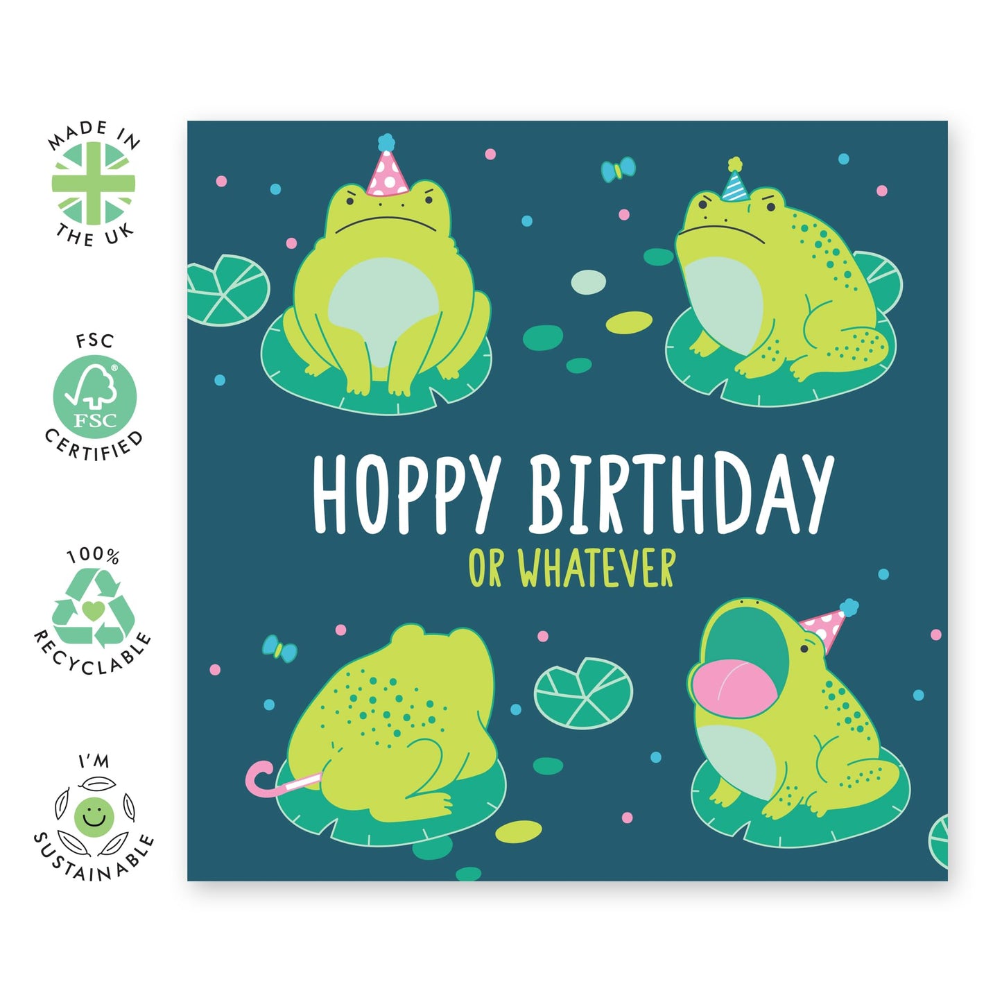 Grumpy Frog Birthday Card - 'Hoppy Birthday Or Whatever' - Gifts for Best Friend, Besties, Sister, Birthday, BFF, Colleagues - Angles - Comes with Fun Stickers