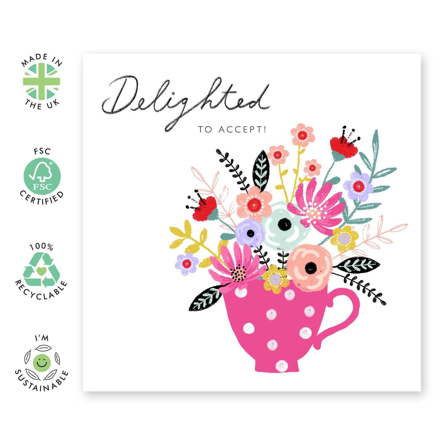 Wedding Acceptance Card From Groom Bride - Delighted To Accept - Wedding Invitations For Women Men - Rsvp Reply Card For Friends - Floral Card For Guest - Comes With Fun Stickers By Central 23