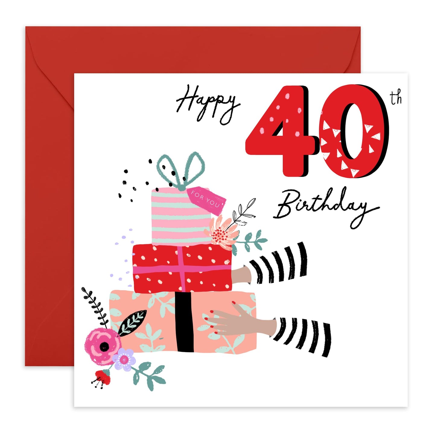 40th Birthday Cards For Women - Happy 40th Gifts - Greeting Cards For Her Fortieth - Milestone Age Cards For Forty Year Old - Gifts For Sister Friends - Comes With Stickers By Central 23