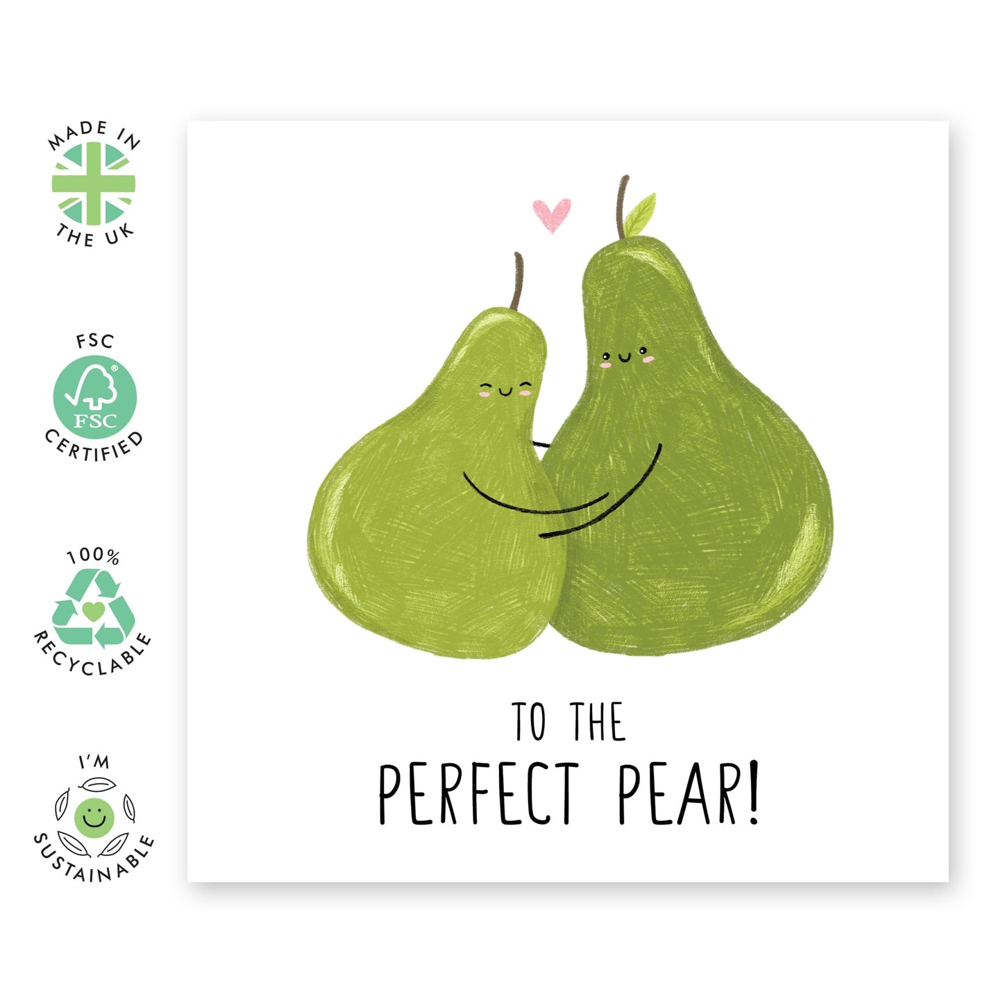 Funny & Sweet Anniversary Card - 'The Perfect Pear' - Thoughtful Gift for Husband, Wife, Mum, Dad, Grandparents, Girlfriend, Boyfriend - Cute Pair - Comes with Fun Stickers