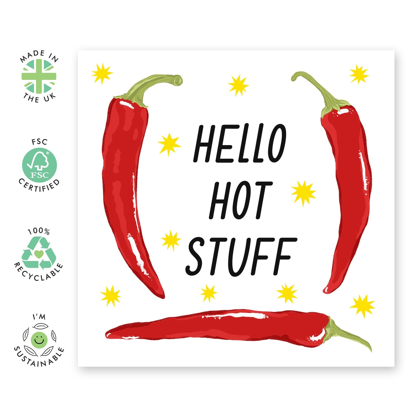 Anniversary Card For Wife - Hello Hot Stuff - Girlfriend Birthday Cards - Funny Greeting Cards For Partner Fiancee - Valentines Day Cards For Female Ladies - Comes With Stickers - By Central 23