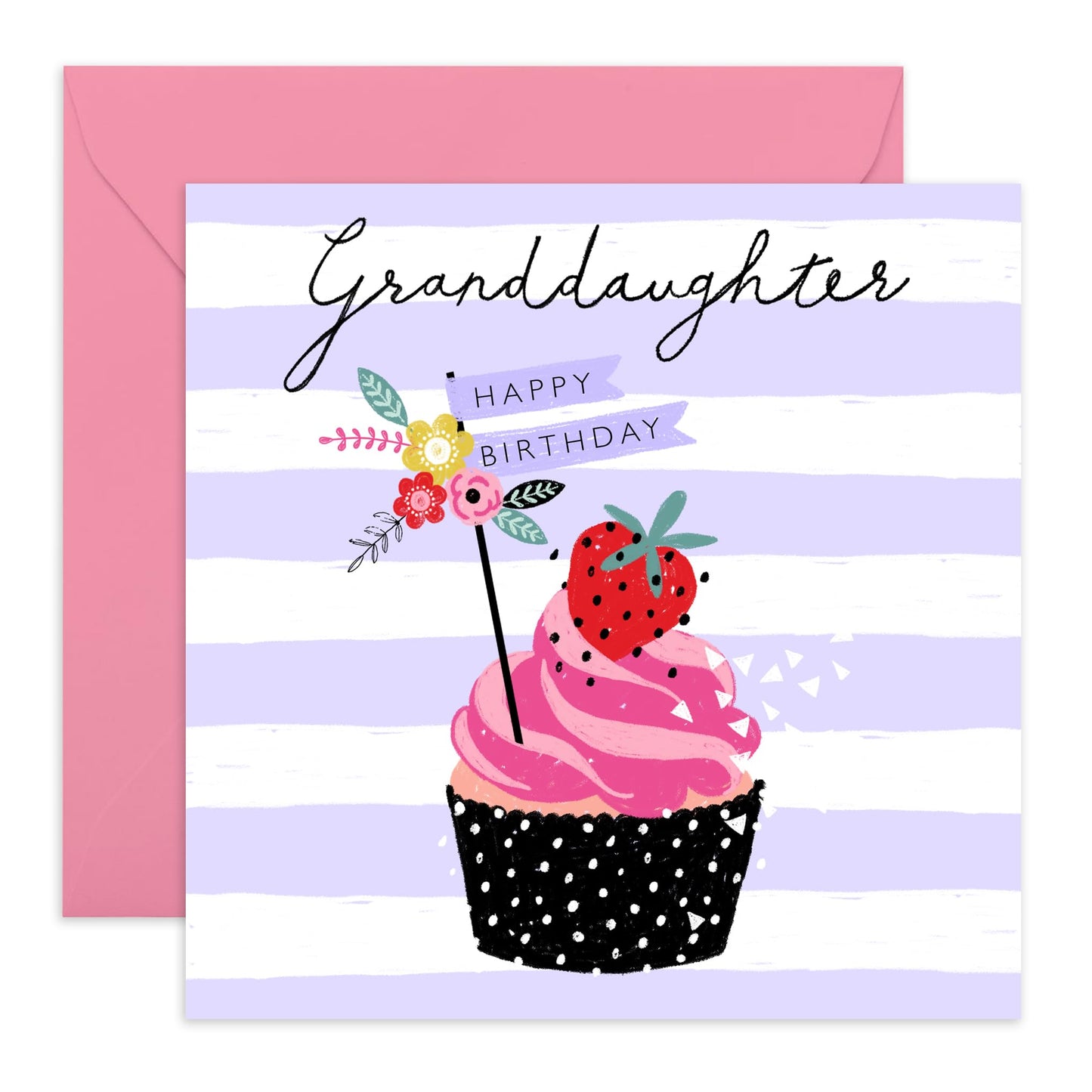 Purple Birthday Cards For Girls - Granddaughter Birthday Cards For Her - Cupcake Cards And Envelopes For Girls - Granddaughter Gifts - Comes With Fun Stickers By Central 23
