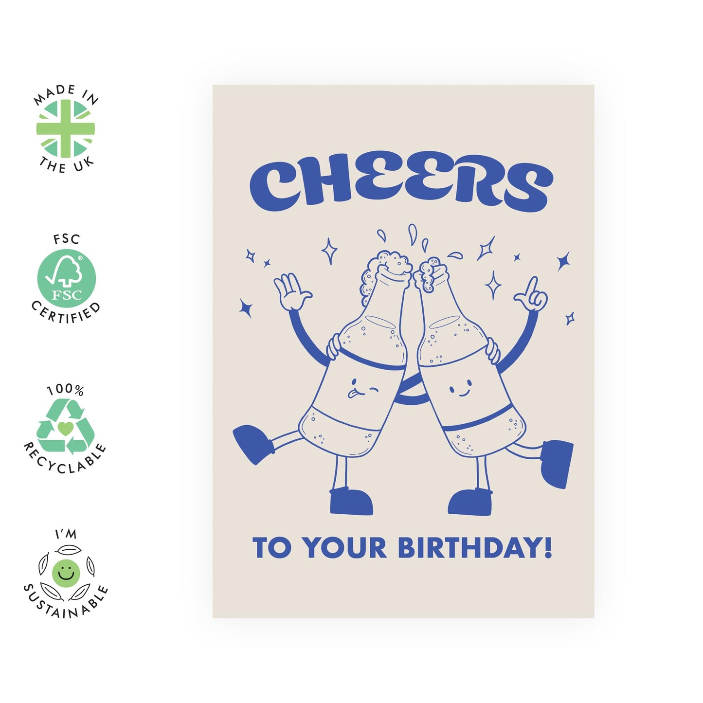 Birthday Cards For Women Men - Cheers To Your Birthday - Funny Birthday Cards For Brother Dad Grandpa Uncle - Friends Birthday Card - Gifts For Him Her - Comes With Stickers - By Central 23