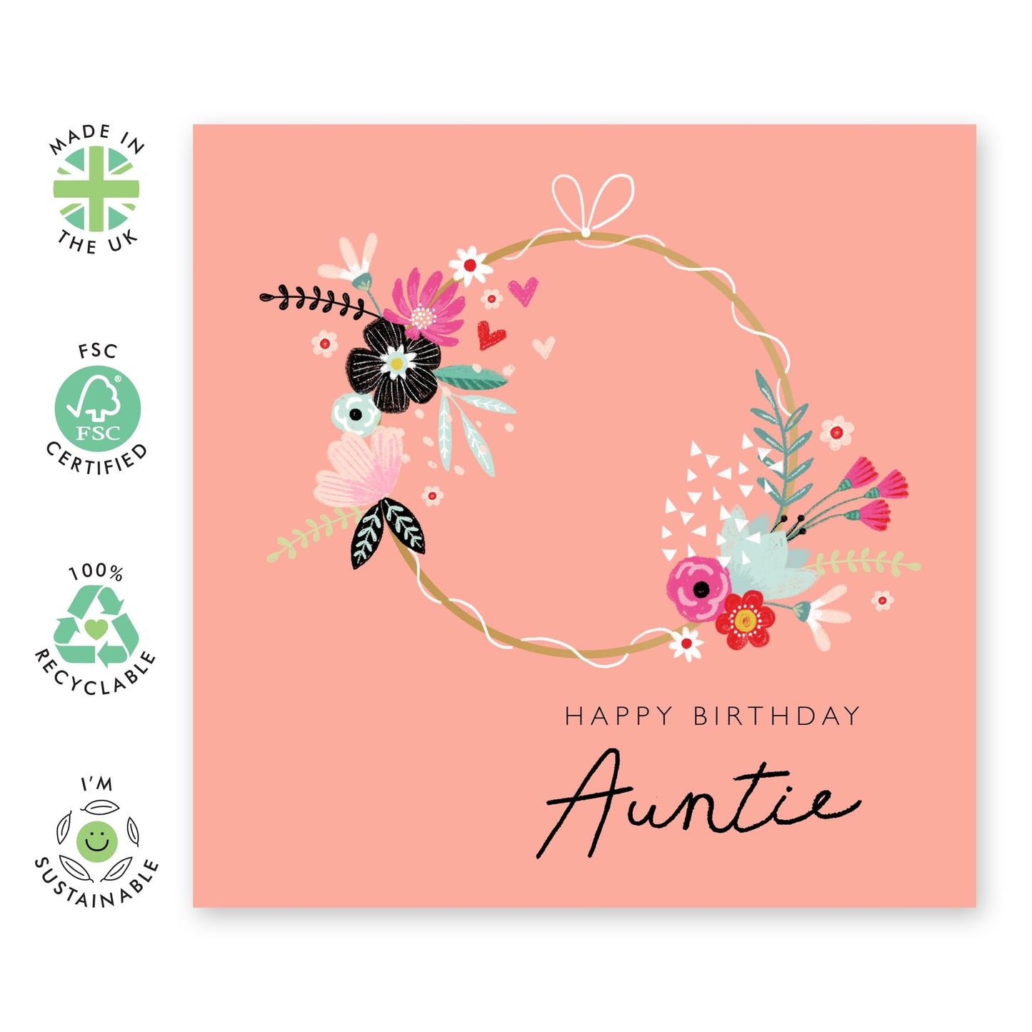 Happy Birthday Auntie Card For Her - Birthday Card For Aunt - Flower Bouquet Greeting Cards For Female - Sweet Floral Gifts For Women - Comes With Stickers By Central 23