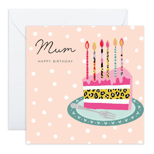 Birthday Card For Mummy - Mum Birthday Cake - Greeting Cards For Mum - Birthday Card For Mother From Son Daughter - Pretty Greeting Cards For Her - Comes With Fun Stickers - By Central 23