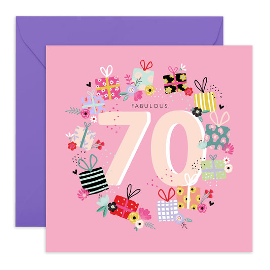 Ladies Birthday Card For 70th Birthday - Presents - Floral Greeting Cards For Women - 70 Year Old - Gifts For Mum Nan Aunt - Comes With Stickers - By Central 23