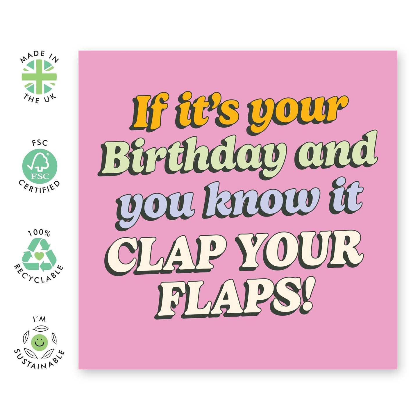 Hilarious Birthday Card Joke for Ladies - 'Clap Your Flaps' -Gifts for Bestie, Friends, Colleagues, Co-workers, Her, Cousin, Partner, Girls, Girlfriend - Bday Party - Comes with Fun Stickers
