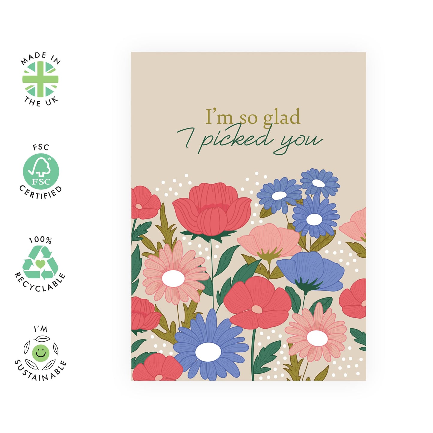Flowers Love Card - 'Picked You Flowers' - Romantic Gifts for Husband, Wife, Partner, Other Half, Married Couples, Girlfriend, Boyfriend - Valentines Day Present - Comes with Fun Stickers