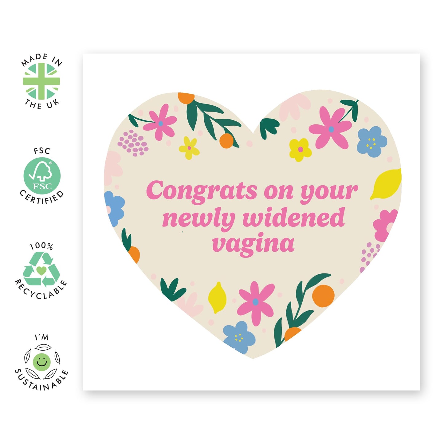 Funny Congratulations Card For New Mum - Congrats On Your Widened Vag*na - Cheeky Birth Affirmations Cards For Labor - Pregnancy Gifts For Women Sister Friends - Comes With Stickers By Central 23