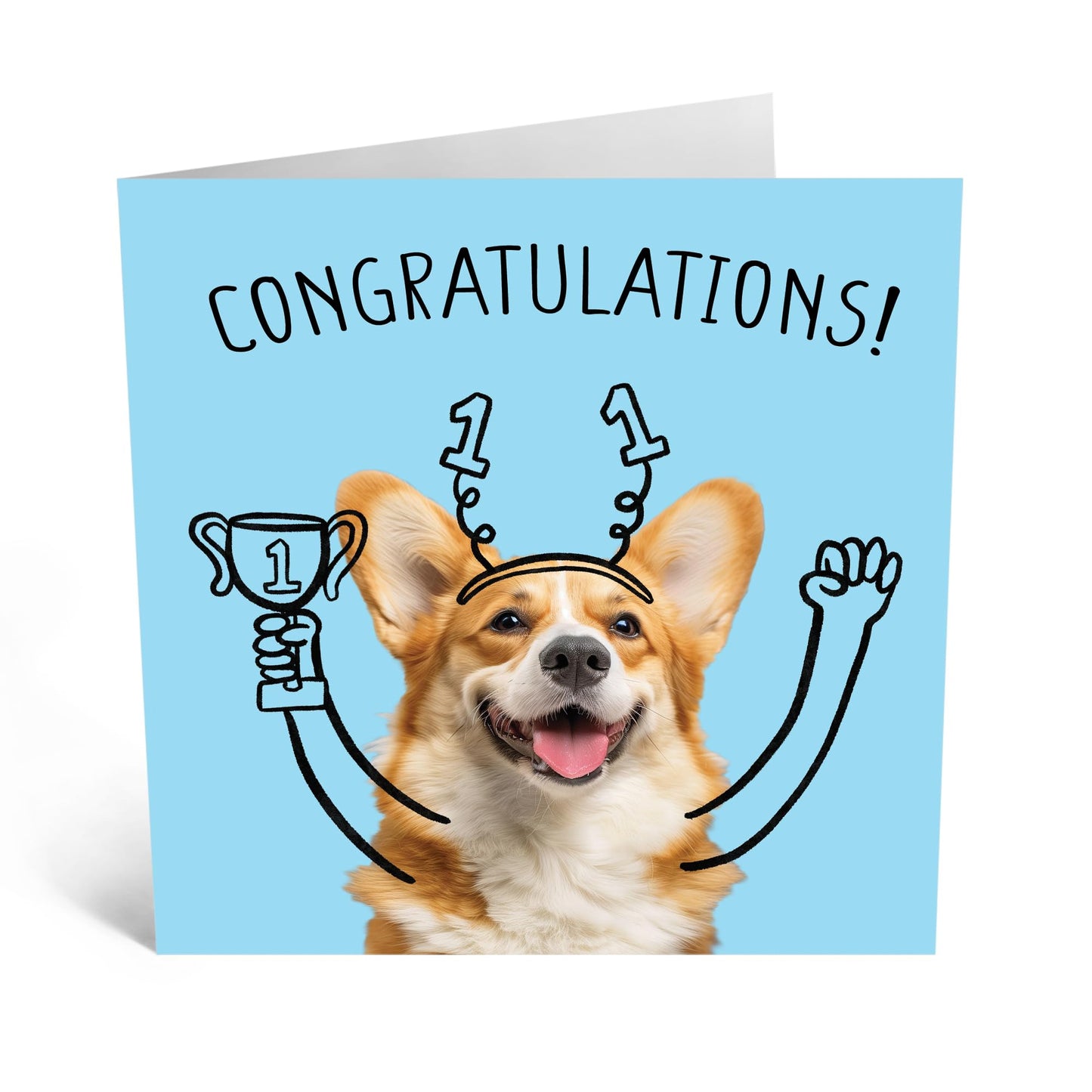Greeting Card - 'CONGRATULATIONS CORGI DOG' - Perfect for Celebrating Achievements with a Touch of Cuteness - Ideal for Adding Joy and Charm to Any Milestone - Comes With Stickers By Central 23
