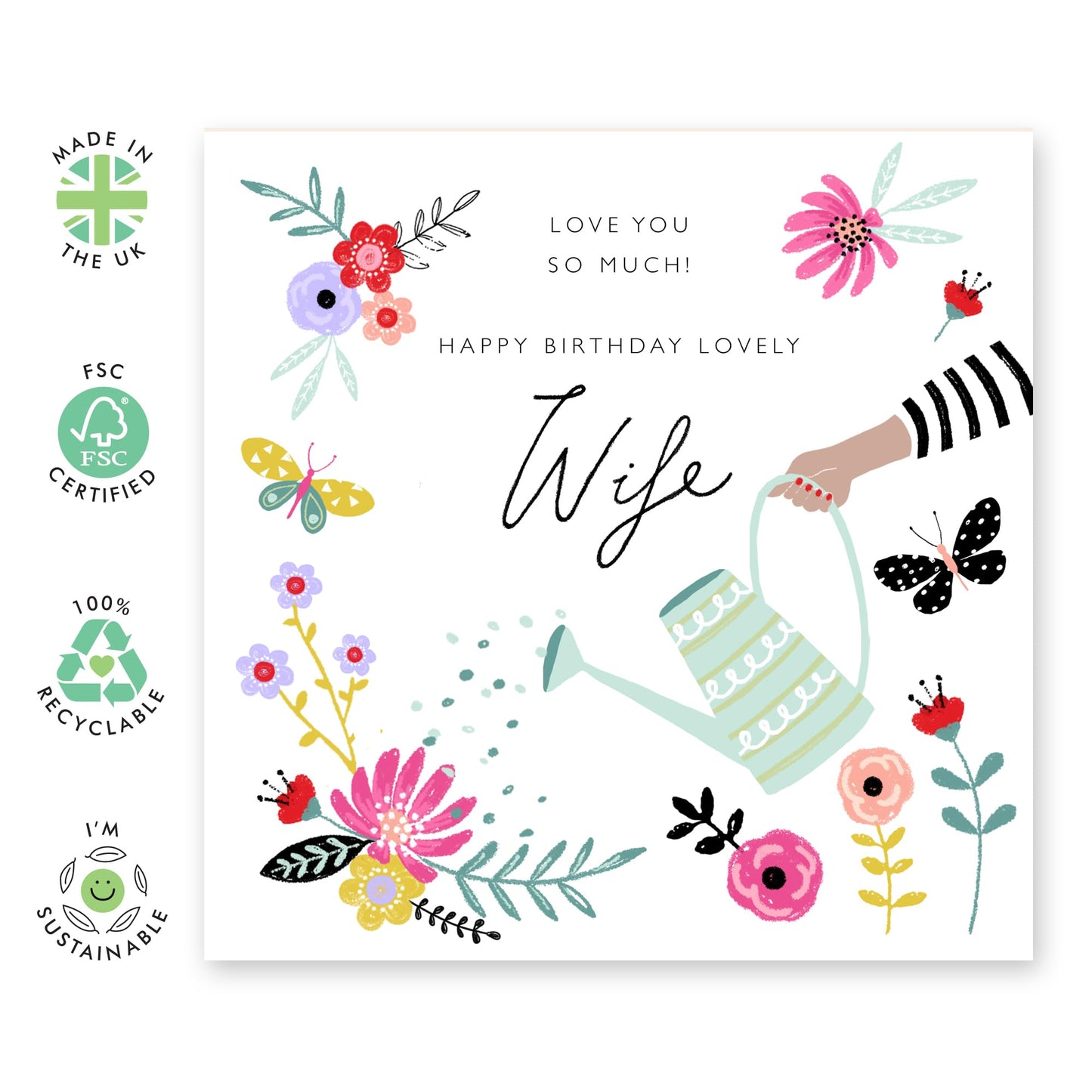 Wife Birthday Card For Women - I Love You Card For Her - Floral Birthday Cards For Wife - Sweet Flower Card - Heartfelt Wife Gifts - Comes With Cute Stickers By Central 23