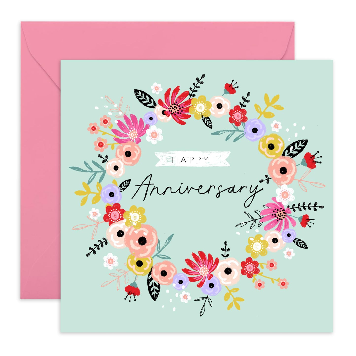Anniversary Card For Couple - Happy Anniversary Floral - Wedding Anniversary Card Husband Wife - You Are Loved Cards - Greeting Cards Girlfriend Boyfriend- Comes With Fun Stickers By Central 23