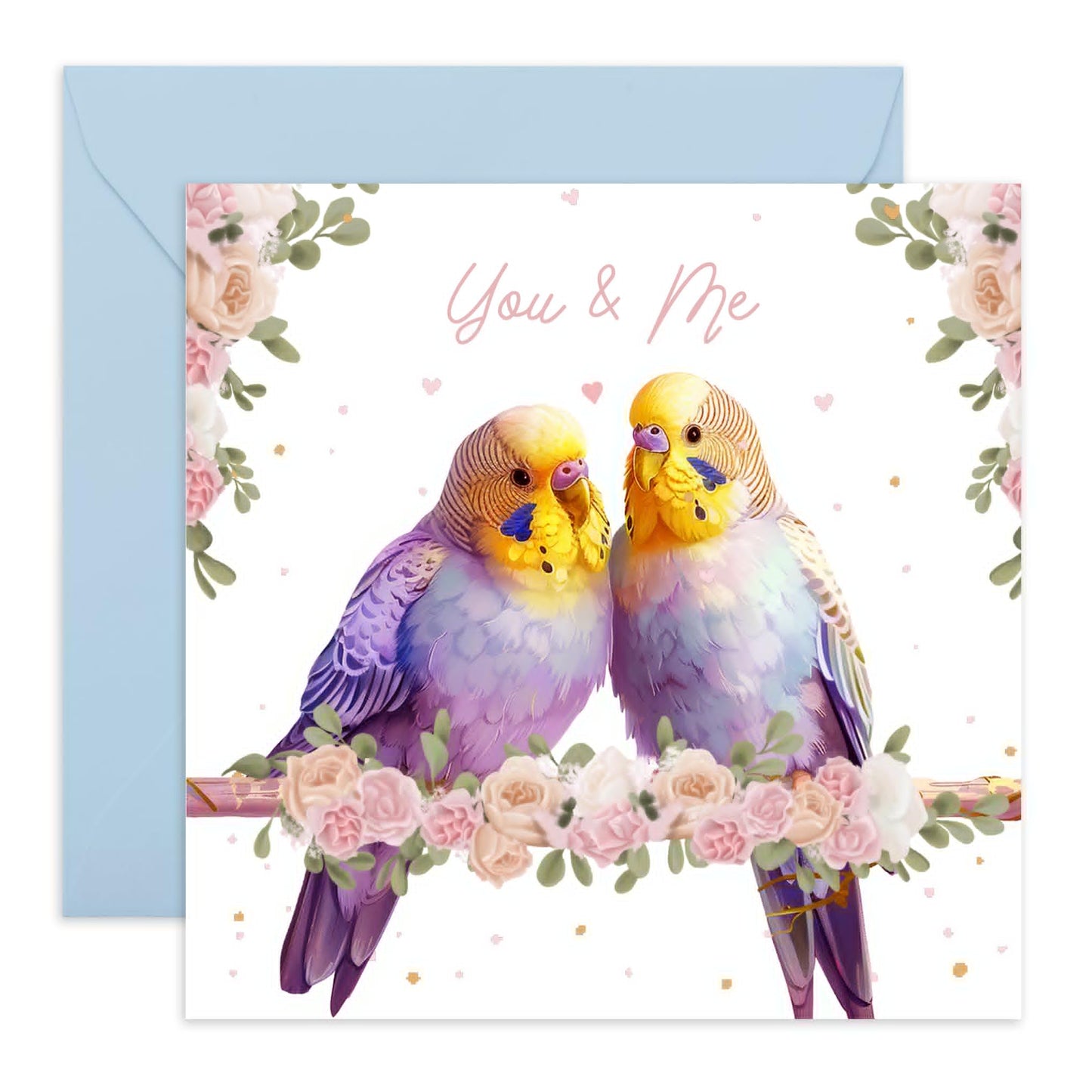 Love Birds Anniversary Card - 'You and Me' - Romantic Gifts for Husband, Wife, Married Couples, His, Her , Mum & Dad - Heart You - Comes with Fun Stickers